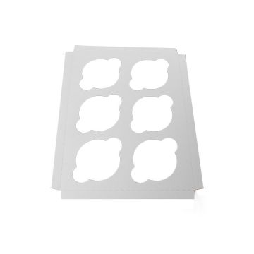 BOXit 6 Cup White/Kraft Reversible Jumbo Cupcake Insert - 100 Count