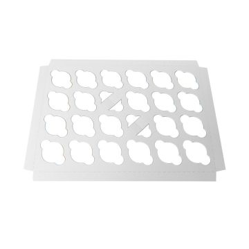 BOXit 24 Cup White/Kraft Reversible Mini Cupcake Insert - 100 Count