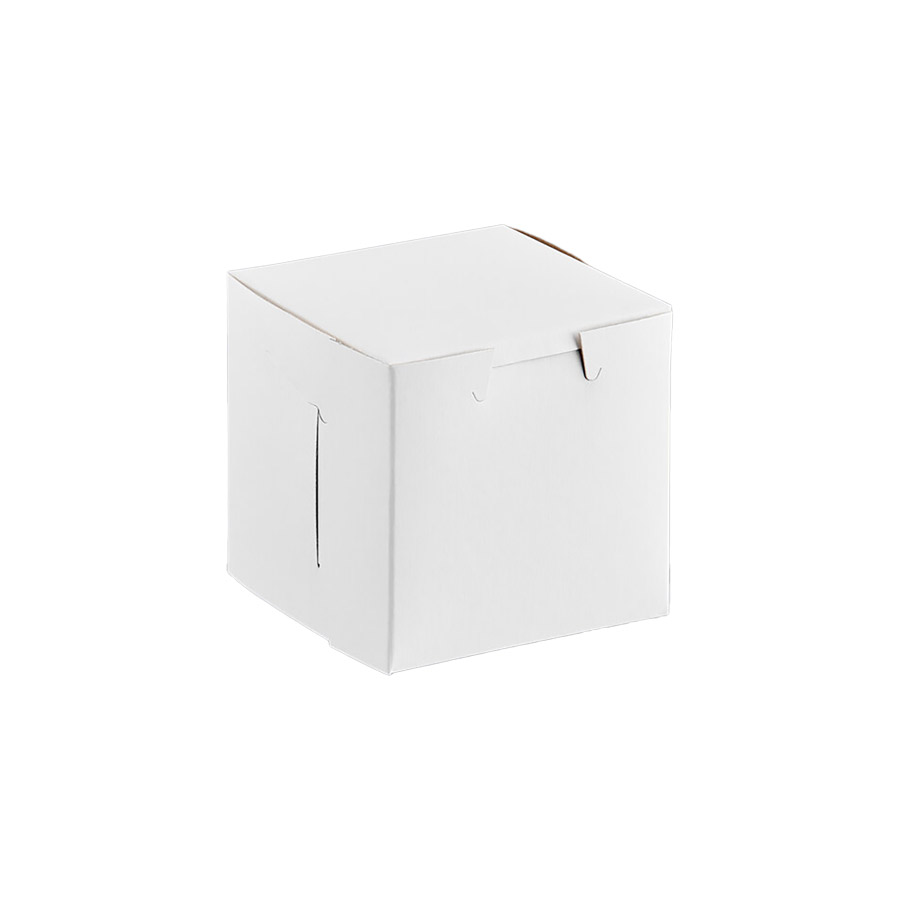 BOXit 4" x 4" x 4" White One Piece Lock Corner Bakery Box Fortuna