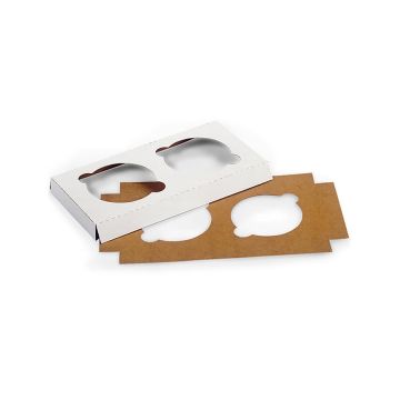 BOXit 2 Cup White/Kraft Reversible Jumbo Cupcake Insert - 100 Count