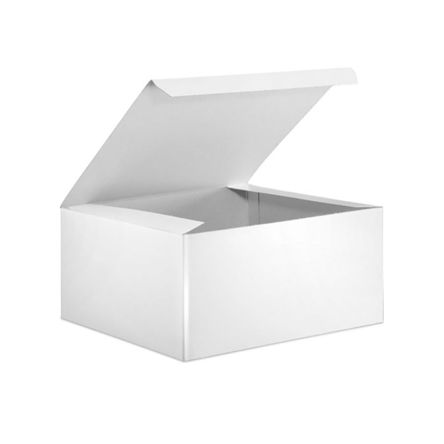 BOXit 8" x 8" x 4" White One Piece Lock Corner Bakery Box Fortuna