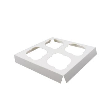 BOXit 4 Cup White/Kraft Reversible Jumbo Cupcake Insert - 100 Count