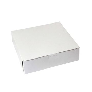 BOXit 9" x 9" x 4" White One Piece Lock Corner Bakery Box - 200 Count
