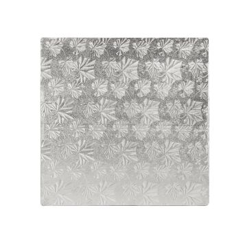 Enjay 14" Silver Square Embossed Cake Board - 12 Count