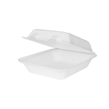 Karat Earth 8" x 8" Eco-Friendly PFAS Free Bagasse Clamshell - 200 Count