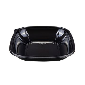 Karat 24 oz. Black PET Plastic Square Bowl - 300 Count
