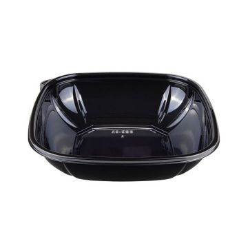 Karat 32 oz. Black PET Plastic Square Bowl - 300 Count