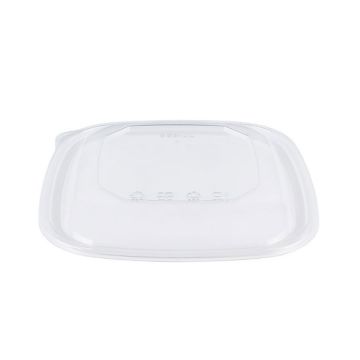 Karat 24-48 oz. Clear PET Plastic Dome Lid For Square Bowl - 300 Count