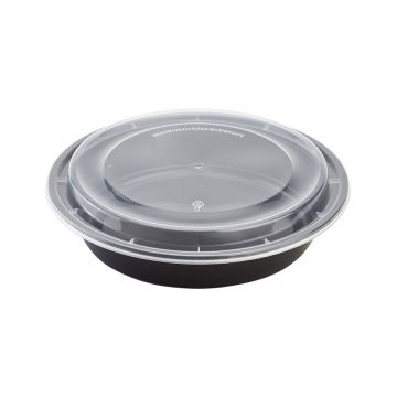 Karat 48 oz. Round PP Plastic Microwavable Food Containers & Lids - 150 Count