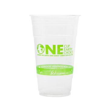 Karat Earth 24 oz. PLA Eco-Friendly Clear & Green Stripe Cups (98mm)