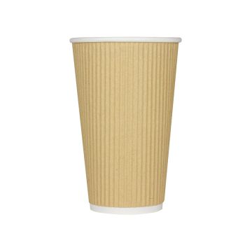 Karat 16 oz. Kraft Ripple Paper Hot Cups (90mm)