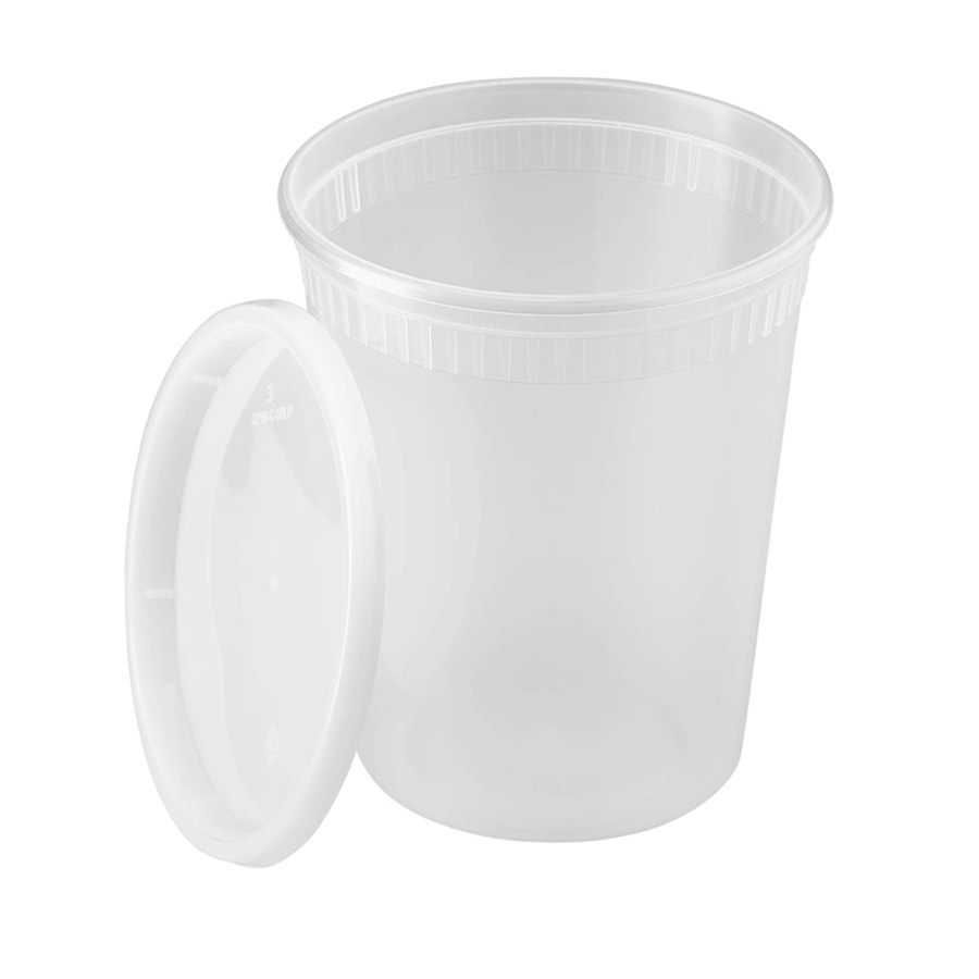 Karat Poly Deli Containers with Lids, 32 oz, Clear, Pack of 240