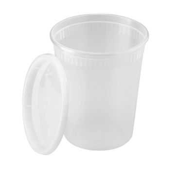Karat 32 oz. Round PP Plastic Injection Molded Deli Containers & Lids - 240 Count