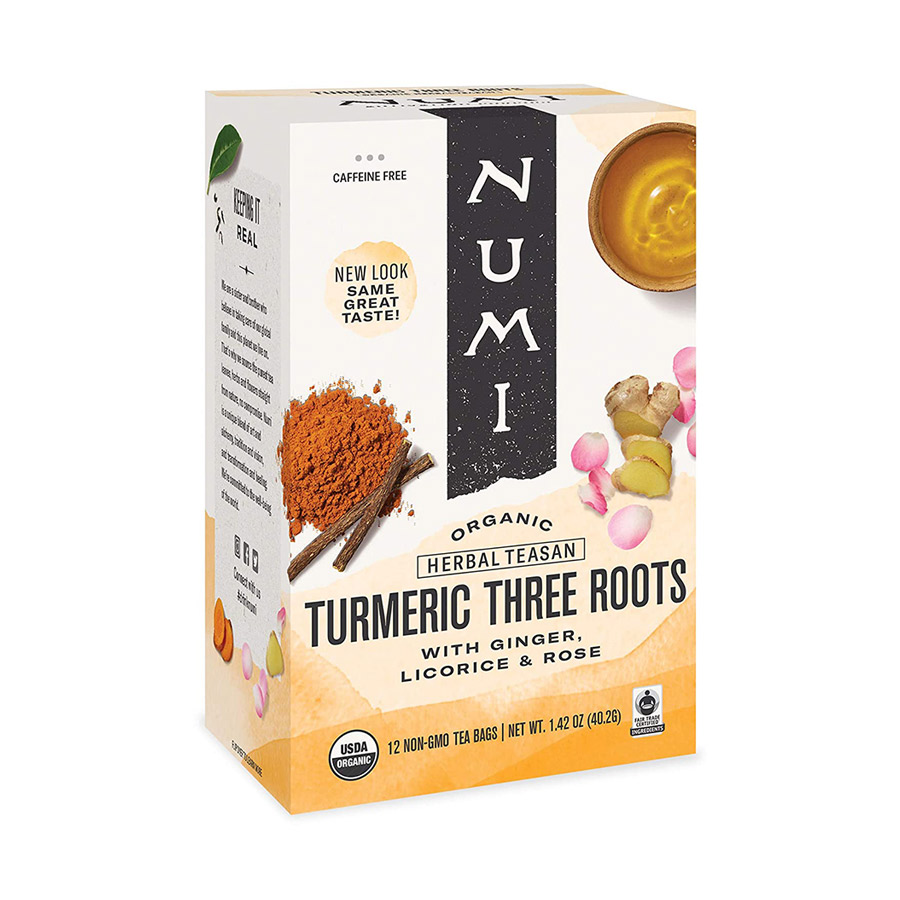 Numi Organic Three Roots Turmeric Herbal Tea Bags | Fortuna Enterprises