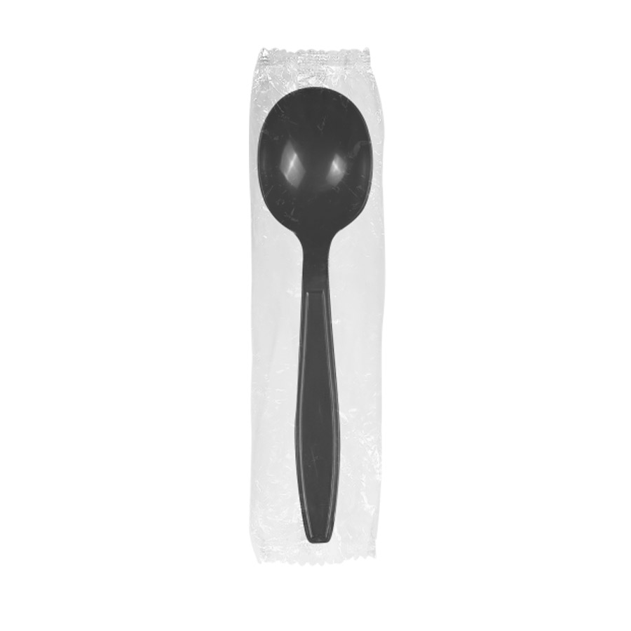 Black Karat Heavy Weight Soup Spoon Individually Wrapped Fortuna