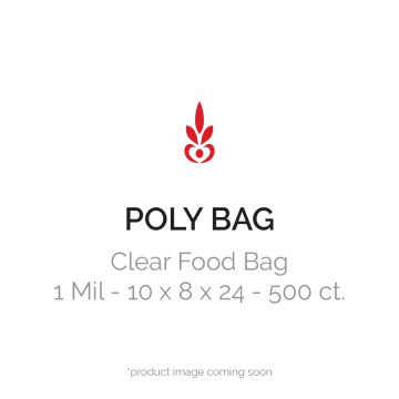 Clear 1 Mil 10" x 8" x 24" Poly Food Bag - 500 Count