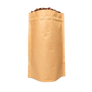 14-16 oz. Kraft Stand-Up Window Pouch With Zipper & Valve - 100 Count