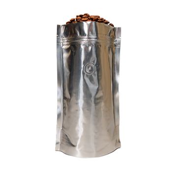 8-12 oz. Silver Stand-Up Pouch With Zipper & Valve - 500 Count