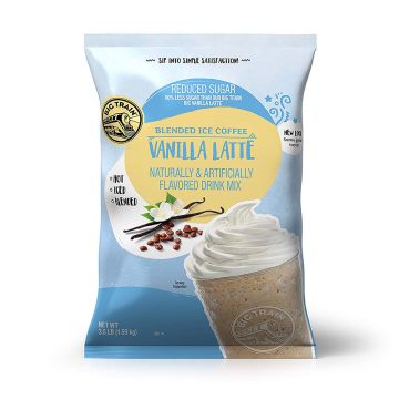 Big Train Reduced Sugar Vanilla Latte - Blended Ice Coffee Frappe Mix - 3.5 lb. Bag