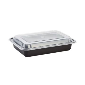 24oz Rectangle Microwavable Containers, Black/Clear, 150/Carton -  mastersupplyonline