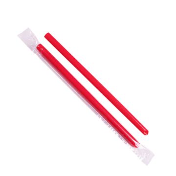 Karat 9" Colossal Red Boba Diagonal Cut Plastic Straws, Poly Wrapped - 1600 Count