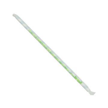 Karat Earth 10.25" Giant Blue & White Spiral-Striped Paper Straws, Paper Wrapped - 1200 Count