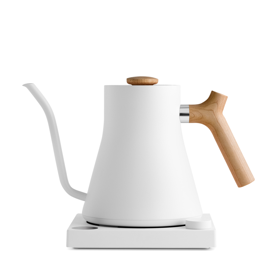Fellow Stagg EKG Electric Kettle Matte White With Maple Handle
