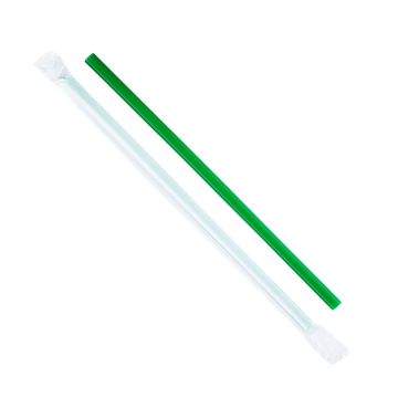 Karat 9" Giant Green Plastic Straws, Paper Wrapped - 2500 Count