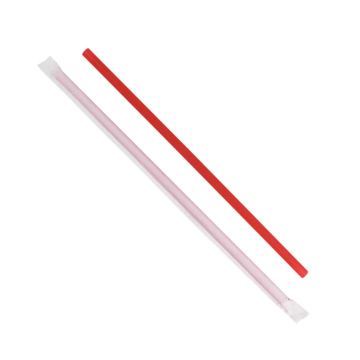 10.25" Giant Red Plastic Straws, Paper Wrapped - 300 Count