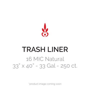 33" x 40" 33 Gal 0.63 Mil Natural Trash Can Liner  - 250 Count