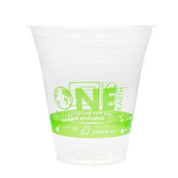 Karat Earth 12 oz. PLA Eco-Friendly Clear & Green Stripe Plastic Cups (98mm)