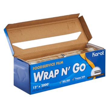 Karat 12" x 2000' Plastic Cling Film Roll with Serrated Cutter