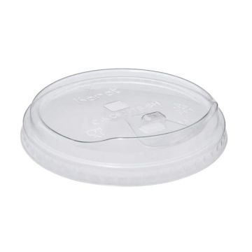 Karat 12-24 oz. PET Plastic Strawless Sipper Lids With Enclosure (98mm)