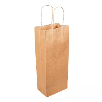 Kraft 5.25" x 3.25" x 13" Paper Wine Shopping Bag with Twist Handle - 250 Count