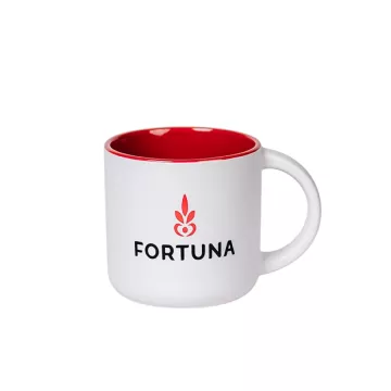 Fortuna White Ceramic Mug With Red Gloss