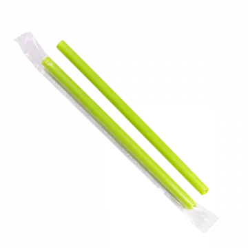 Karat 9" Colossal Green Boba Diagonal Cut Plastic Straws, Poly Wrapped - 1600 Count