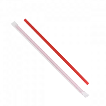 Karat 10.25" Giant Red Plastic Straws, Paper Wrapped - 1200 Count