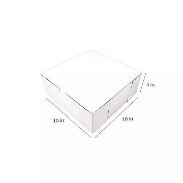 Southern Champion 10" x 10" x 4" White One Piece Lock Corner Bakery Box - 100 Count