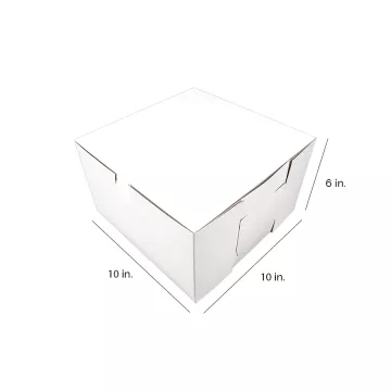 Southern Champion 10" x 10" x 6" White One Piece Lock Corner Bakery Box - 100 Count