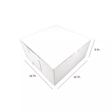 Southern Champion 12" x 12" x 6" White One Piece Lock Corner Bakery Box - 50 Count