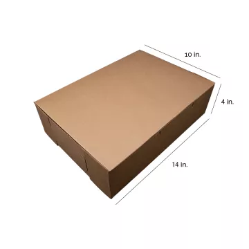 Southern Champion 14" x 10" x 4" Kraft One Piece Lock Corner Bakery Box - 100 Count