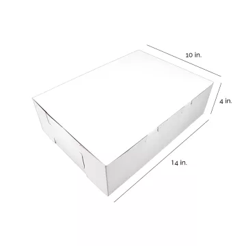 Southern Champion 14" x 10" x 4" White One Piece Lock Corner Bakery Box - 100 Count