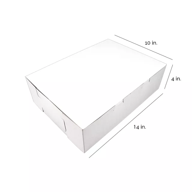 Southern Champion 14" x 10" x 4" White One Piece Lock Corner Bakery Box - 100 Count