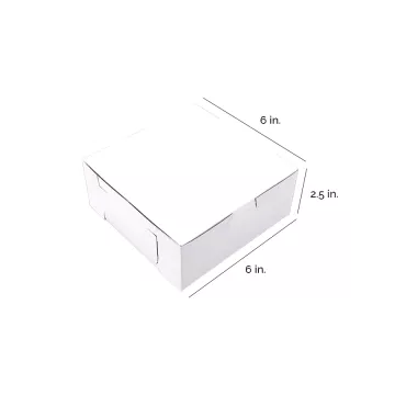Southern Champion 6" x 6" x 2.5" White One Piece Lock Corner Bakery Box - 250 Count