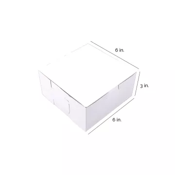 Southern Champion 6" x 6" x 3" White One Piece Lock Corner Bakery Box - 250 Count