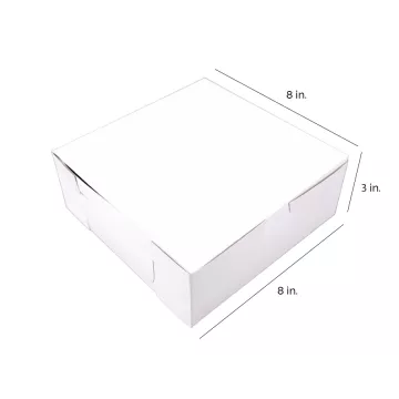 Southern Champion 8" x 8" x 3" White One Piece Lock Corner Bakery Box - 250 Count