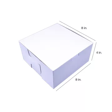 Southern Champion 8" x 8" x 4" White One Piece Lock Corner Bakery Box - 250 Count