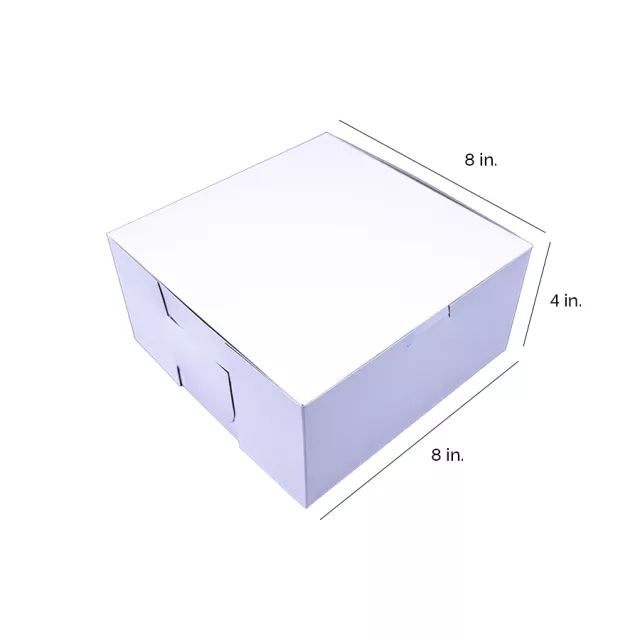 Southern Champion 8" x 8" x 4" White One Piece Lock Corner Bakery Box - 250 Count