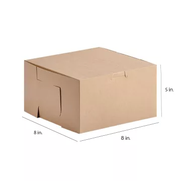 Southern Champion 8" x 8" x 5" Kraft One Piece Lock Corner Bakery Box - 100 Count