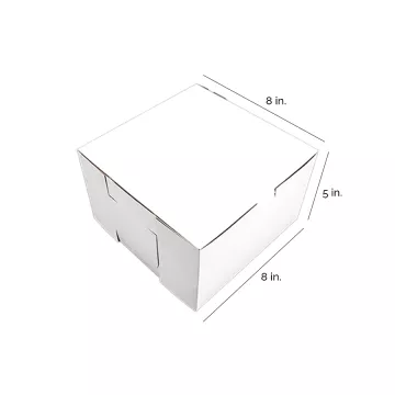 Southern Champion 8" x 8" x 5" White One Piece Lock Corner Bakery Box - 100 Count